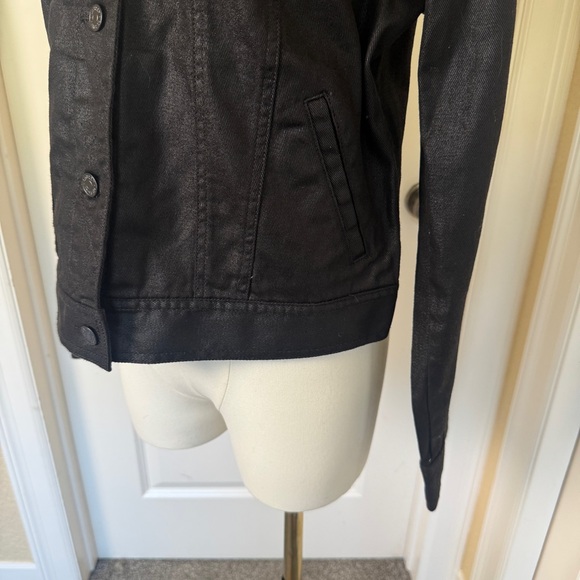 LRL Lauren Jeans Co Short Jacket Size Large Black Buttoned Matte Shimmer - Picture 3 of 9